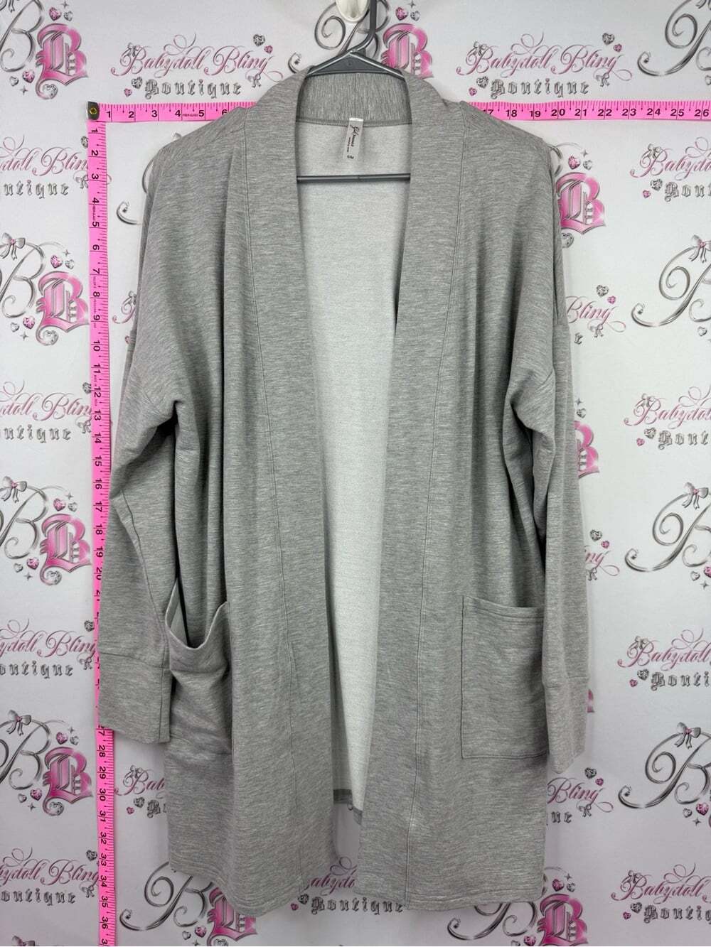 GILMOUR Vancouver cardigan Light Gray Open-Front Pocket Cardigan Sweater